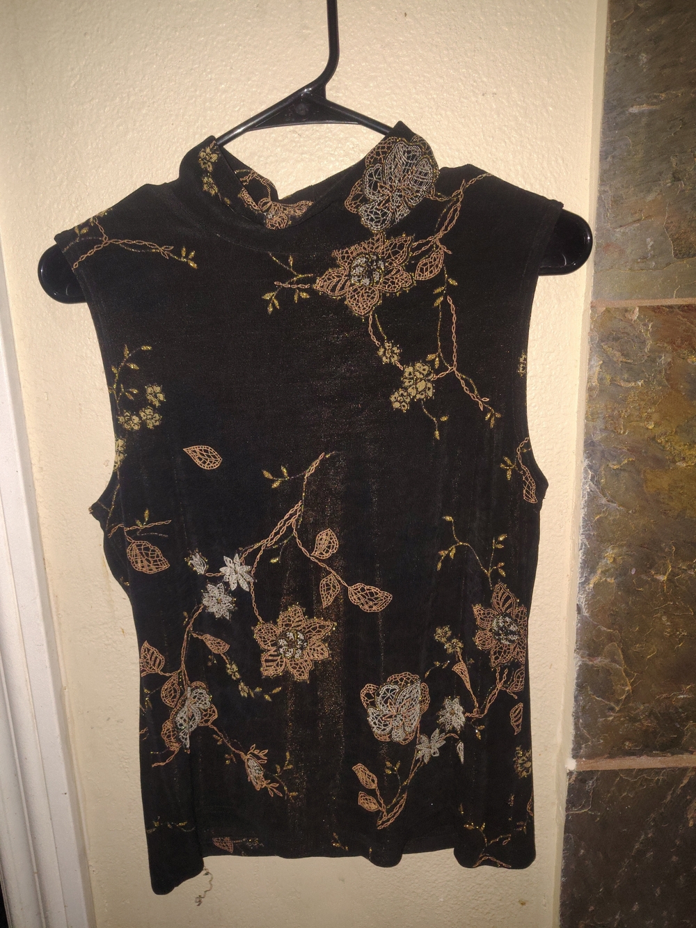 - Black & Gold Satin Sleeveless Top